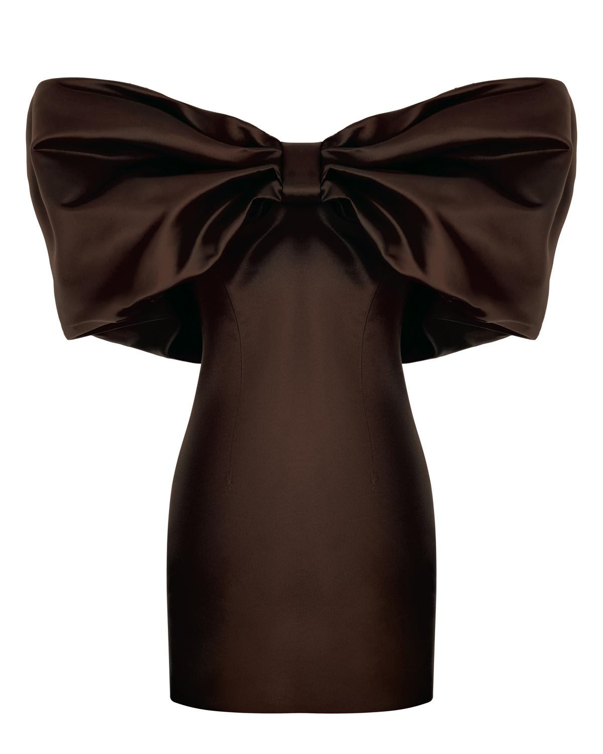 Pearl mini chocolate dress